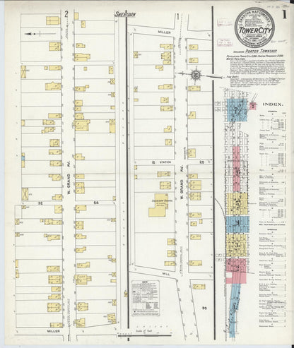 Sanborn Fire Insurance Map from Tower City, Schuylkill County, Pennsylvania (1911), Sheet #0001 - Complete Map Set gallery image, historic Sanborn map, vintage wall art, Pennsylvania Pennsylvania