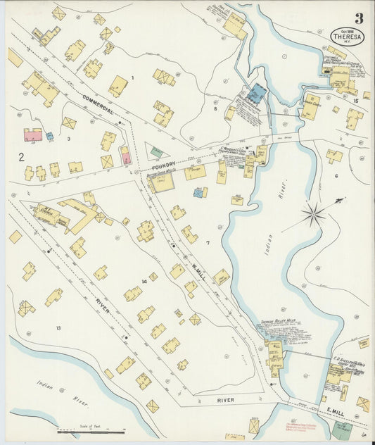 Sanborn Fire Insurance Map from Theresa, Jefferson County, New York (1898), Sheet #0003 - Historic Sanborn Fire Insurance Map Print, vintage old map wall art, antique decor, genealogy gift, New York New York map