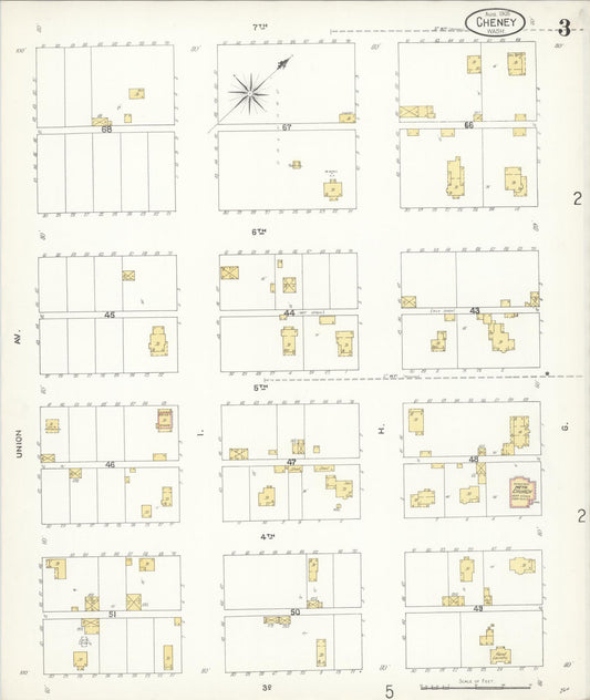 Sanborn Fire Insurance Map from Cheney, Spokane County, Washington (1905), Sheet #0003 - Historic Sanborn Fire Insurance Map Print, vintage old map wall art, antique decor, genealogy gift, Washington Washington map