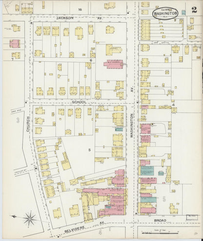 Sanborn Fire Insurance Map from Washington, Warren County, New Jersey (1892), Sheet #0002 - Complete Map Set gallery image, historic Sanborn map, vintage wall art, Washington Washington