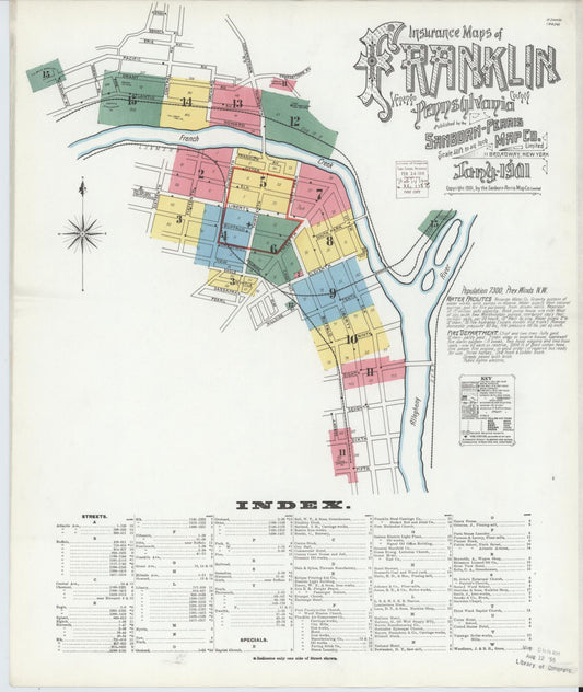 Sanborn Fire Insurance Map from Franklin, Venango County, Pennsylvania (1901), Sheet #0001 - Historic Sanborn Fire Insurance Map Print, vintage old map wall art, antique decor, genealogy gift, Pennsylvania Pennsylvania map