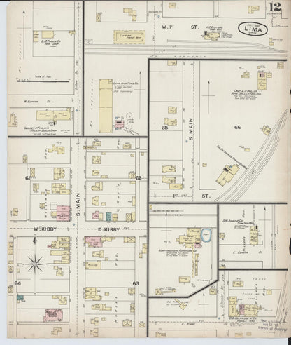 Sanborn Fire Insurance Map from Lima, Allen County, Ohio (1887), Sheet #0012 - Complete Map Set gallery image, historic Sanborn map, vintage wall art, Ohio Ohio