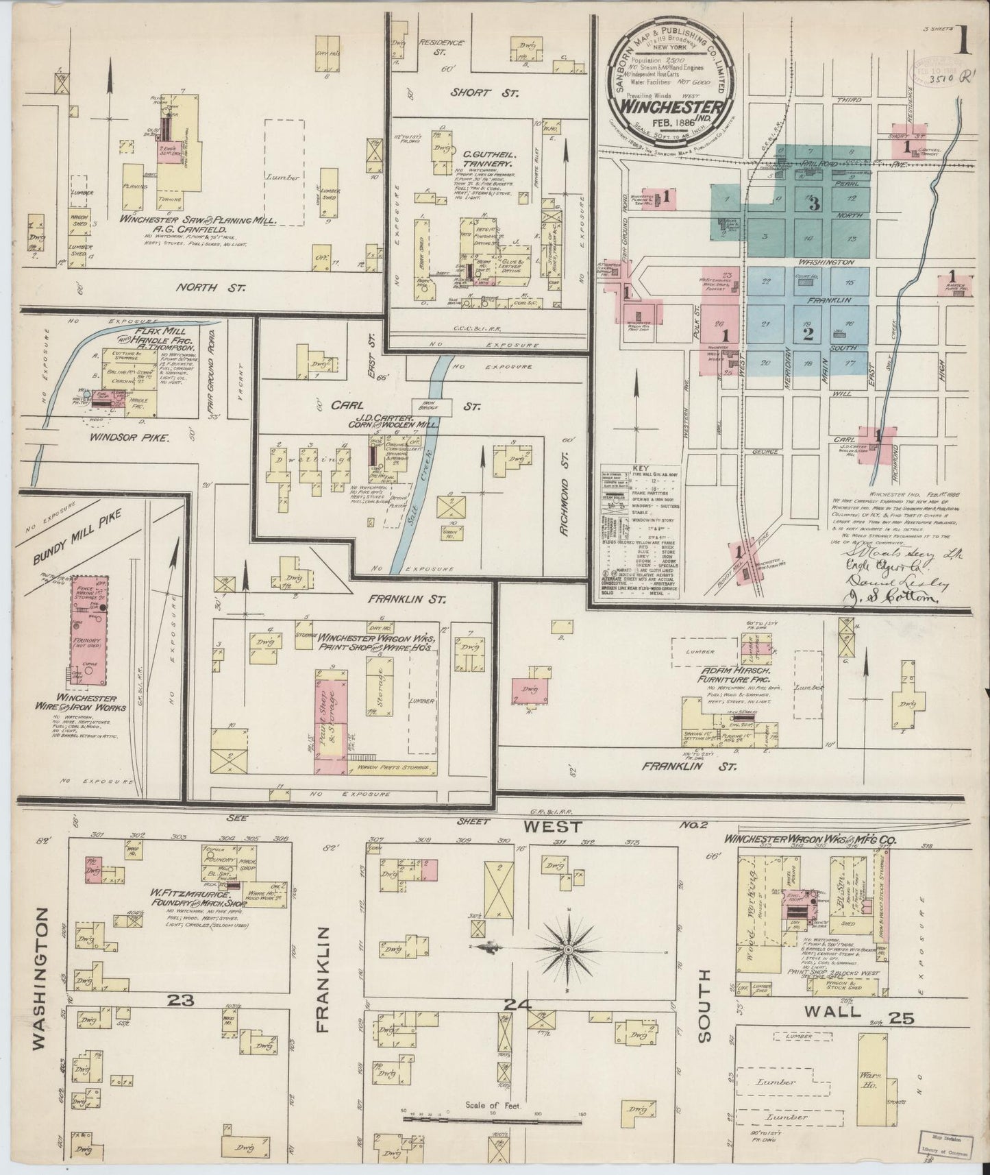 Sanborn Fire Insurance Map from Winchester, Randolph County, Indiana (1886), Sheet #0001 - Complete Map Set gallery image, historic Sanborn map, vintage wall art, Indiana Indiana