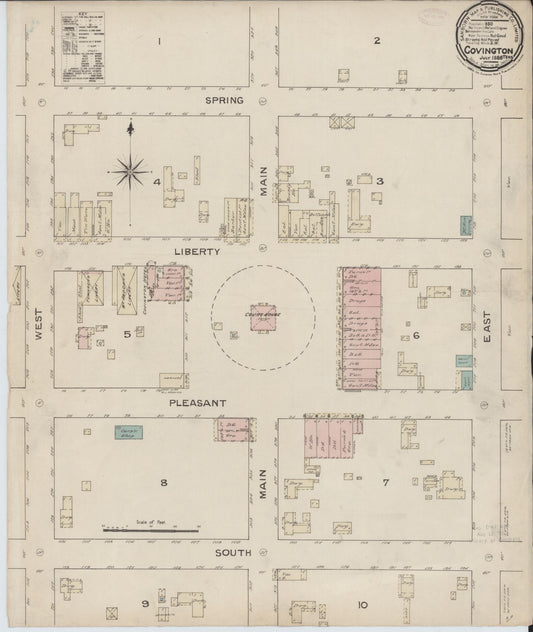 Sanborn Fire Insurance Map from Covington, Tipton County, Tennessee (1886), Sheet #0001 - Historic Sanborn Fire Insurance Map Print, vintage old map wall art, antique decor, genealogy gift, Tennessee Tennessee map