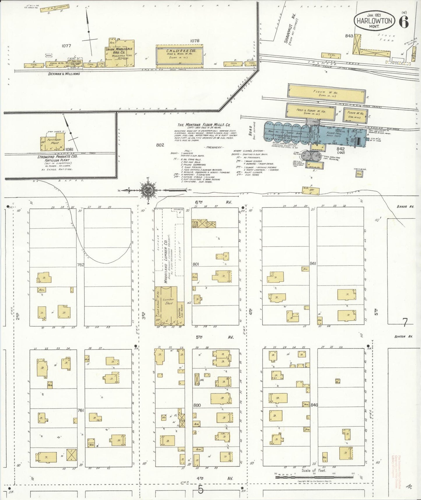 Sanborn Fire Insurance Map from Harlowton, Wheatland County, Montana (1921), Sheet #0006 - Complete Map Set gallery image, historic Sanborn map, vintage wall art, Montana Montana