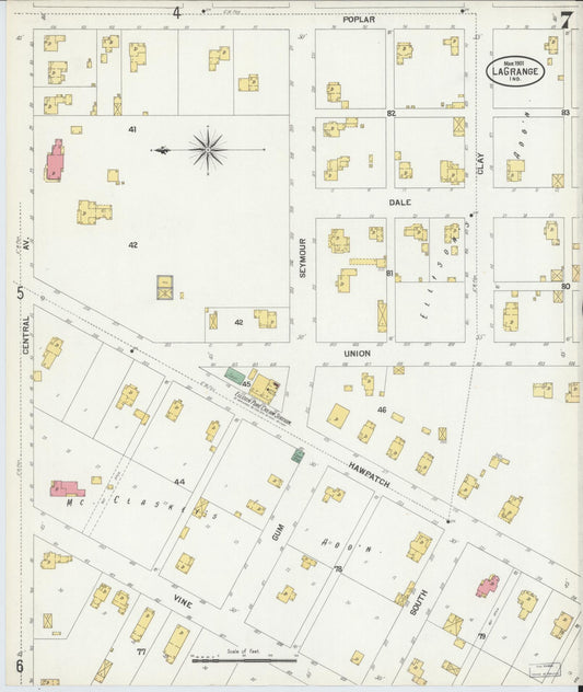 Sanborn Fire Insurance Map from Lagrange, LaGrange County, Indiana (1901), Sheet #0007 - Historic Sanborn Fire Insurance Map Print, vintage old map wall art, antique decor, genealogy gift, Indiana Indiana map