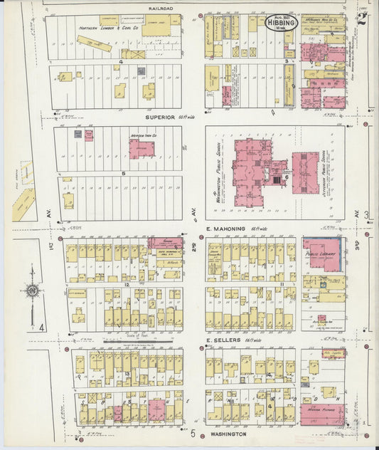 Sanborn Fire Insurance Map from Hibbing, Saint Louis County, Minnesota (1921), Sheet #0002 - Historic Sanborn Fire Insurance Map Print, vintage old map wall art, antique decor, genealogy gift, Minnesota Minnesota map