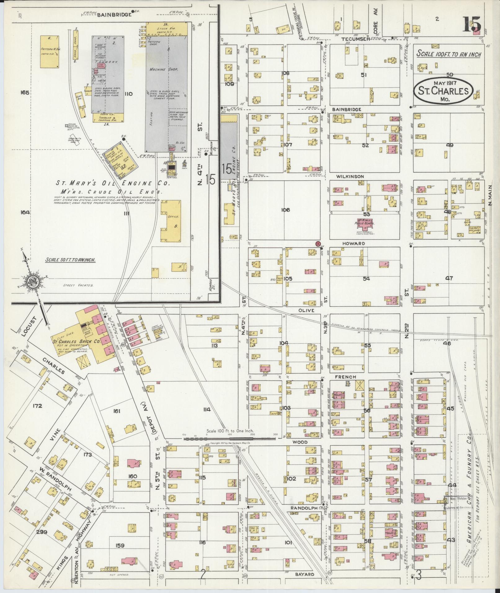Sanborn Fire Insurance Map from Saint Charles, Saint Charles County, Missouri (1917), Sheet #0015 - Complete Map Set gallery image, historic Sanborn map, vintage wall art, Missouri Missouri