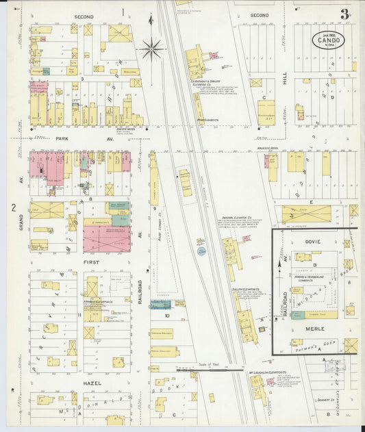 Sanborn Fire Insurance Map from Cando, Towner County, North Dakota (1908), Sheet #0003 - Historic Sanborn Fire Insurance Map Print, vintage old map wall art, antique decor, genealogy gift, North Dakota North Dakota map