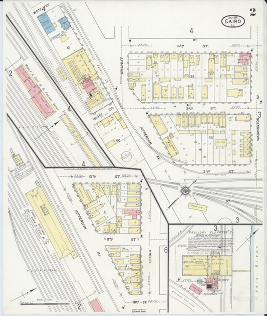 Sanborn Fire Insurance Map from Cairo, Alexander County, Illinois (1914), Sheet #0002 - Historic Sanborn Fire Insurance Map Print, vintage old map wall art, antique decor, genealogy gift, Illinois Illinois map