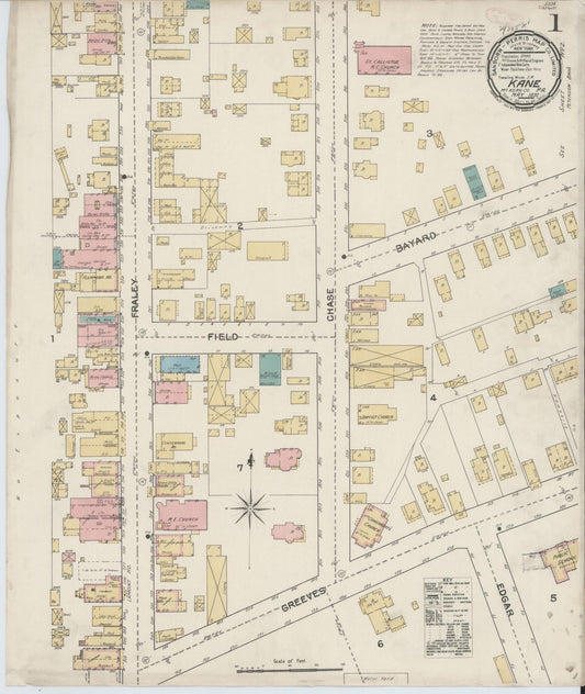 Sanborn Fire Insurance Map from Kane, McKean County, Pennsylvania (1892), Sheet #0001 - Complete Map Set gallery image, historic Sanborn map, vintage wall art, Pennsylvania Pennsylvania