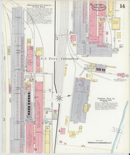 Sanborn Fire Insurance Map from Monessen, Westmoreland County, Pennsylvania (1908), Sheet #0014 - Complete Map Set gallery image, historic Sanborn map, vintage wall art, Pennsylvania Pennsylvania