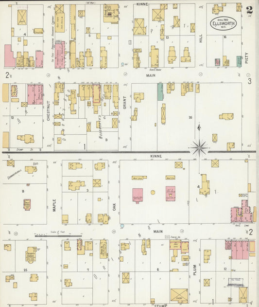 Sanborn Fire Insurance Map from Ellsworth, Pierce County, Wisconsin (1900), Sheet #0002 - Historic Sanborn Fire Insurance Map Print, vintage old map wall art, antique decor, genealogy gift, Wisconsin Wisconsin map