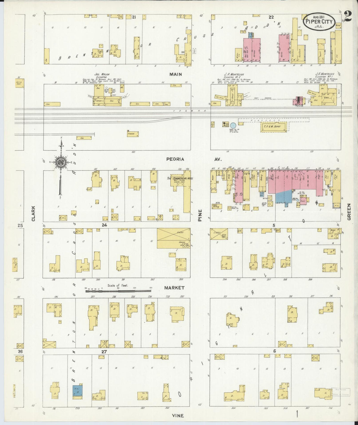 Sanborn Fire Insurance Map from Piper City, Ford County, Illinois (1911), Sheet #0002 - Complete Map Set gallery image, historic Sanborn map, vintage wall art, Illinois Illinois