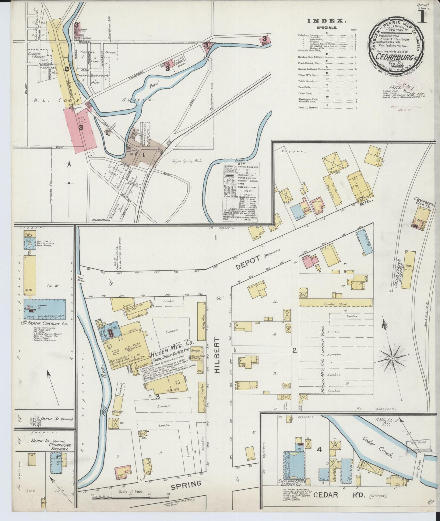Sanborn Fire Insurance Map from Cedarburg, Ozaukee County, Wisconsin (1893), Sheet #0001 - Complete Map Set gallery image, historic Sanborn map, vintage wall art, Wisconsin Wisconsin