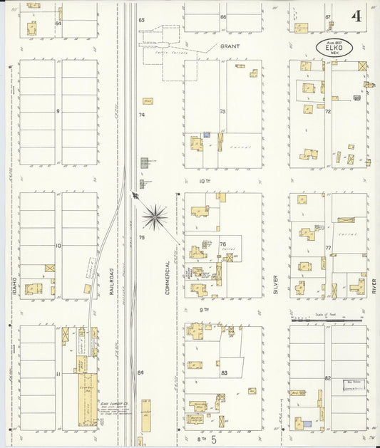 Sanborn Fire Insurance Map from Elko, Elko County, Nevada (1907), Sheet #0004 - Historic Sanborn Fire Insurance Map Print, vintage old map wall art, antique decor, genealogy gift, Nevada Nevada map