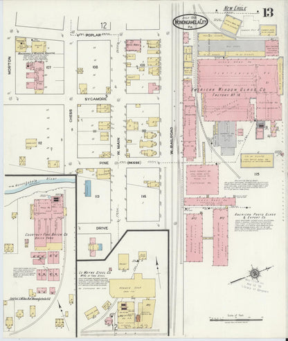 Sanborn Fire Insurance Map from Monongahela City, Washington County, Pennsylvania (1918), Sheet #0013 - Complete Map Set gallery image, historic Sanborn map, vintage wall art, Pennsylvania Pennsylvania