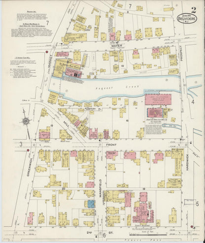 Sanborn Fire Insurance Map from Belvidere, Warren County, New Jersey (1915), Sheet #0002 - Complete Map Set gallery image, historic Sanborn map, vintage wall art, New Jersey New Jersey