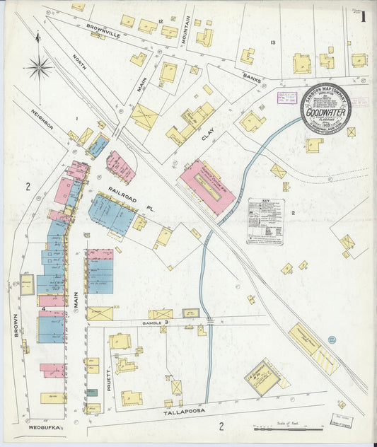 Sanborn Fire Insurance Map from Goodwater, Coosa County, Alabama. (1909) – Historic Sanborn Fire Insurance Map Print