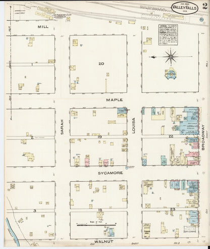 Sanborn Fire Insurance Map from Valley Falls, Jefferson County, Kansas (1885), Sheet #0002 - Complete Map Set gallery image, historic Sanborn map, vintage wall art, Kansas Kansas