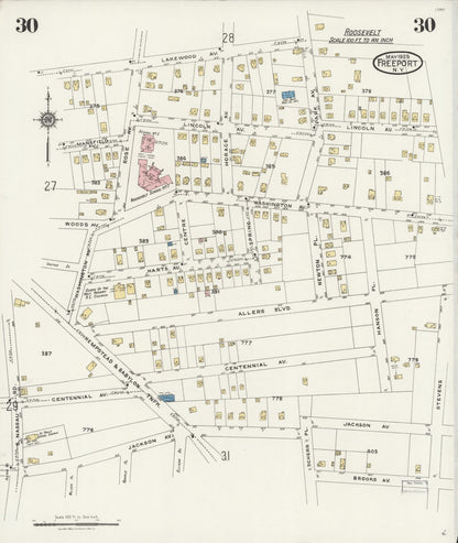 Sanborn Fire Insurance Map from Freeport, Nassau County, New York (1925), Sheet #0030 - Complete Map Set gallery image, historic Sanborn map, vintage wall art, New York New York