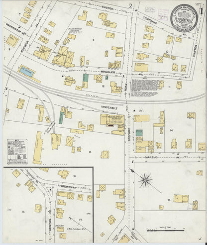 Sanborn Fire Insurance Map from Pleasantville, Westchester County, New York (1904), Sheet #0001 - Complete Map Set gallery image, historic Sanborn map, vintage wall art, New York New York