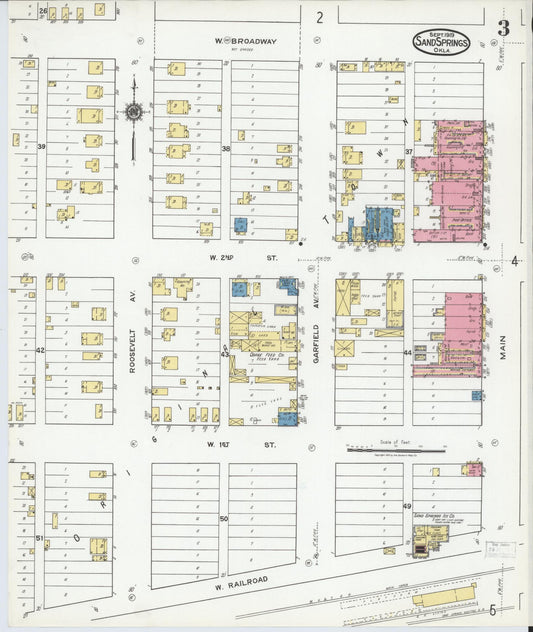 Sanborn Fire Insurance Map from Sand Springs, Tulsa County, Oklahoma (1919), Sheet #0003 - Historic Sanborn Fire Insurance Map Print, vintage old map wall art, antique decor, genealogy gift, Oklahoma Oklahoma map