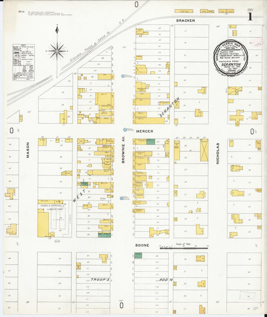 Sanborn Fire Insurance Map from Scranton, Osage County, Kansas (1897), Sheet #0001 - Historic Sanborn Fire Insurance Map Print, vintage old map wall art, antique decor, genealogy gift, Kansas Kansas map