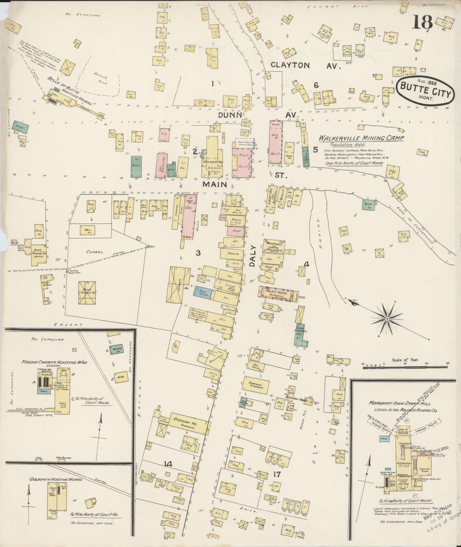 Sanborn Fire Insurance Map from Butte, Silver Bow County, Montana (1888), Sheet #0018 - Complete Map Set gallery image, historic Sanborn map, vintage wall art, Montana Montana