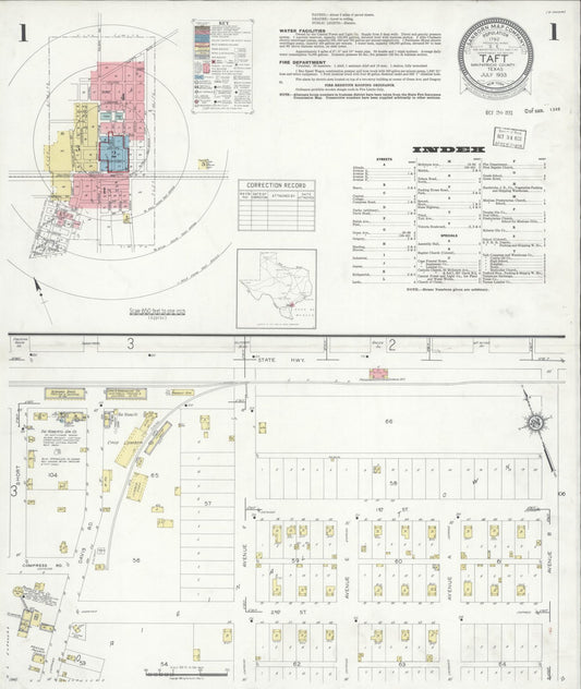 Sanborn Fire Insurance Map from Taft, San Patricio County, Texas (1933), Sheet #0001 - Complete Map Set gallery image, historic Sanborn map, vintage wall art, Texas Texas