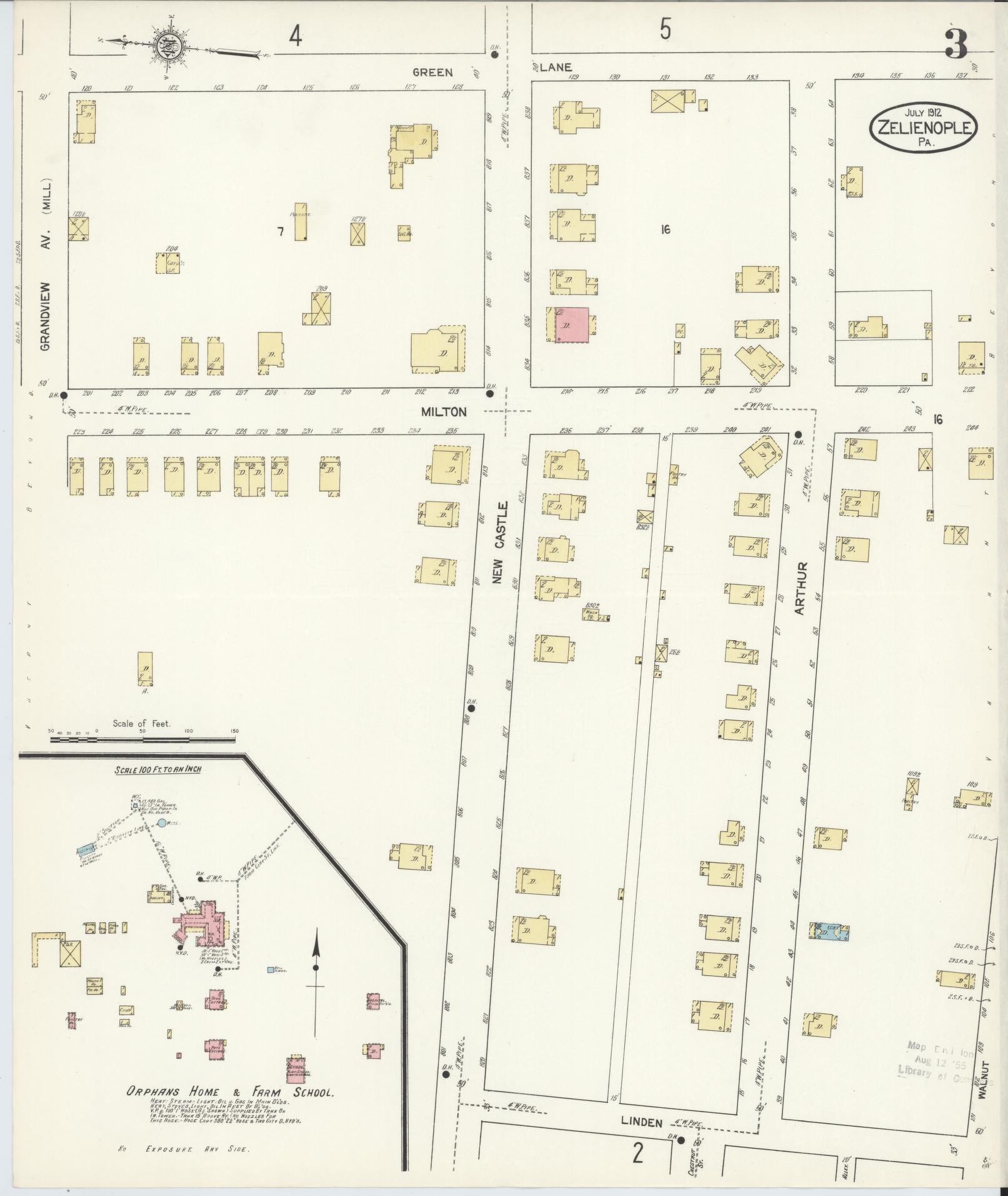 Sanborn Fire Insurance Map from Zelienople, Butler County, Pennsylvania (1912), Sheet #0003 - Complete Map Set gallery image, historic Sanborn map, vintage wall art, Pennsylvania Pennsylvania