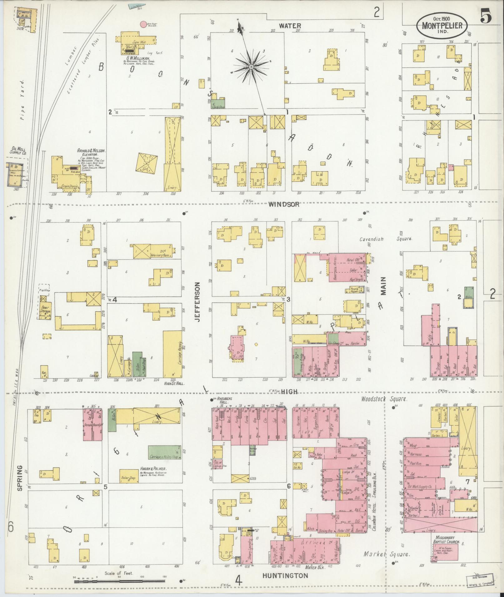 Sanborn Fire Insurance Map from Montpelier, Blackford County, Indiana (1900), Sheet #0005 - Complete Map Set gallery image, historic Sanborn map, vintage wall art, Indiana Indiana
