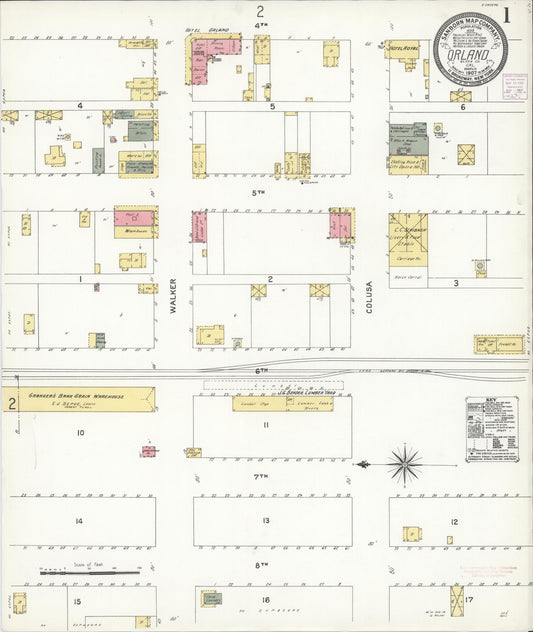 Sanborn Fire Insurance Map from Orland, Glenn County, California (1907), Sheet #0001 - Complete Map Set gallery image, historic Sanborn map, vintage wall art, California California