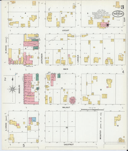 Sanborn Fire Insurance Map from Robinson, Crawford County, Illinois (1899), Sheet #0003 - Complete Map Set gallery image, historic Sanborn map, vintage wall art, Illinois Illinois