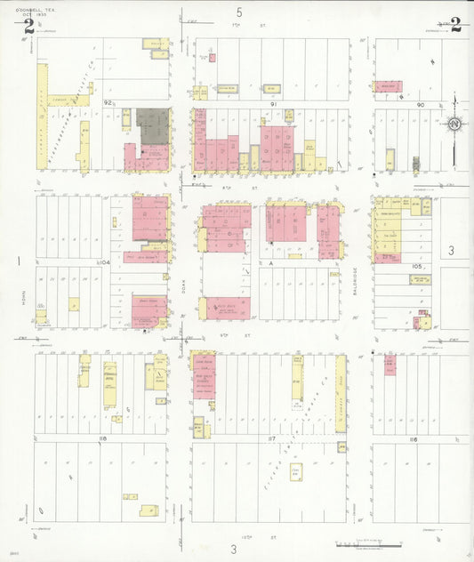 Sanborn Fire Insurance Map from O'Donnell, Lynn And Dawson Counties, Texas (1935), Sheet #0002 - Historic Sanborn Fire Insurance Map Print, vintage old map wall art, antique decor, genealogy gift, Texas Texas map