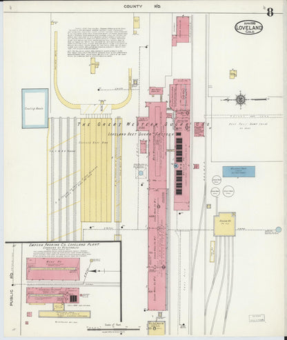 Sanborn Fire Insurance Map from Loveland, Larimer County, Colorado (1918), Sheet #0008 - Complete Map Set gallery image, historic Sanborn map, vintage wall art, Colorado Colorado