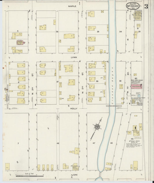 Sanborn Fire Insurance Map from McGehee, Desha County, Arkansas (1915), Sheet #0003 - Historic Sanborn Fire Insurance Map Print, vintage old map wall art, antique decor, genealogy gift, Arkansas Arkansas map