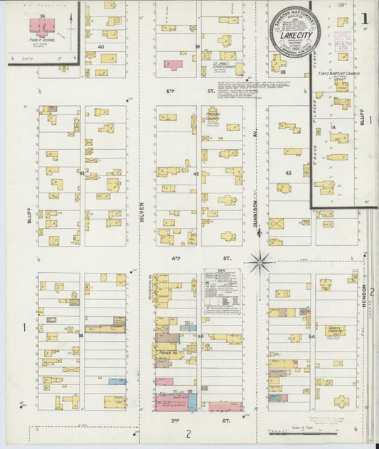 Sanborn Fire Insurance Map from Lake City, Hinsdale County, Colorado (1902), Sheet #0001 - Complete Map Set gallery image, historic Sanborn map, vintage wall art, Colorado Colorado