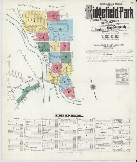 Sanborn Fire Insurance Map from Ridgefield Park, Bergen County, New Jersey. (1909) – Historic Sanborn Fire Insurance Map Print