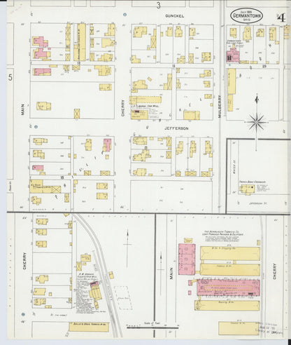 Sanborn Fire Insurance Map from Germantown, Montgomery County, Ohio (1905), Sheet #0004 - Historic Sanborn Fire Insurance Map Print, vintage old map wall art, antique decor, genealogy gift, Ohio Ohio map