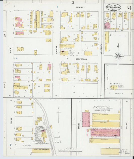 Sanborn Fire Insurance Map from Germantown, Montgomery County, Ohio (1905), Sheet #0004 - Historic Sanborn Fire Insurance Map Print, vintage old map wall art, antique decor, genealogy gift, Ohio Ohio map