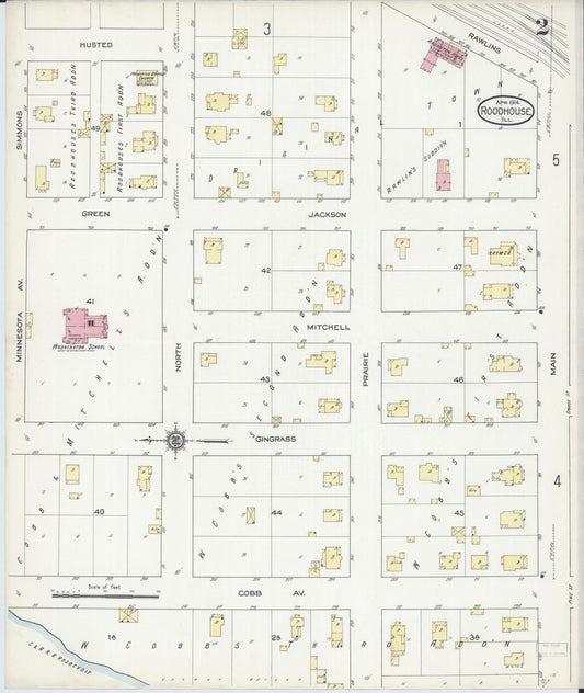 Sanborn Fire Insurance Map from Roodhouse, Greene County, Illinois (1914), Sheet #0002 - Historic Sanborn Fire Insurance Map Print, vintage old map wall art, antique decor, genealogy gift, Illinois Illinois map
