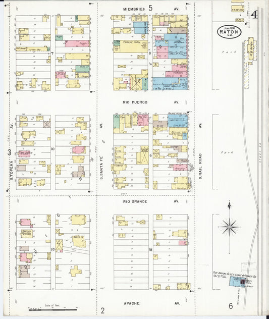 Sanborn Fire Insurance Map from Raton, Colfax County, New Mexico (1898), Sheet #0004 - Historic Sanborn Fire Insurance Map Print, vintage old map wall art, antique decor, genealogy gift, New Mexico New Mexico map