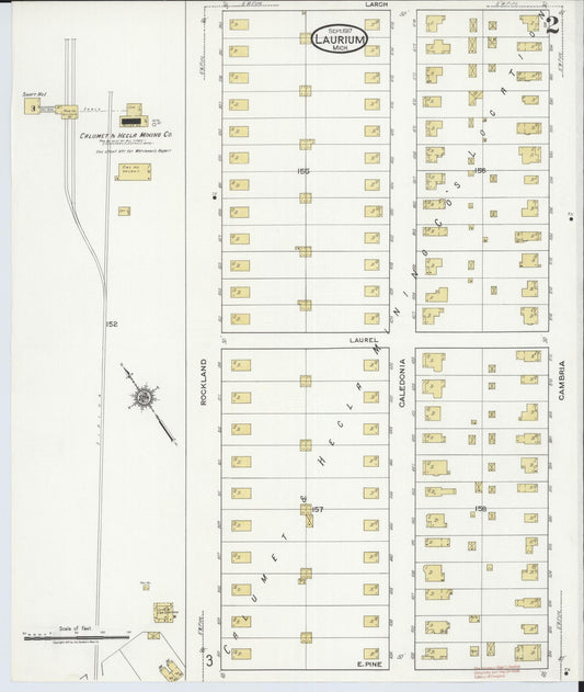 Sanborn Fire Insurance Map from Laurium, Houghton County, Michigan (1917), Sheet #0002 - Historic Sanborn Fire Insurance Map Print, vintage old map wall art, antique decor, genealogy gift, Michigan Michigan map
