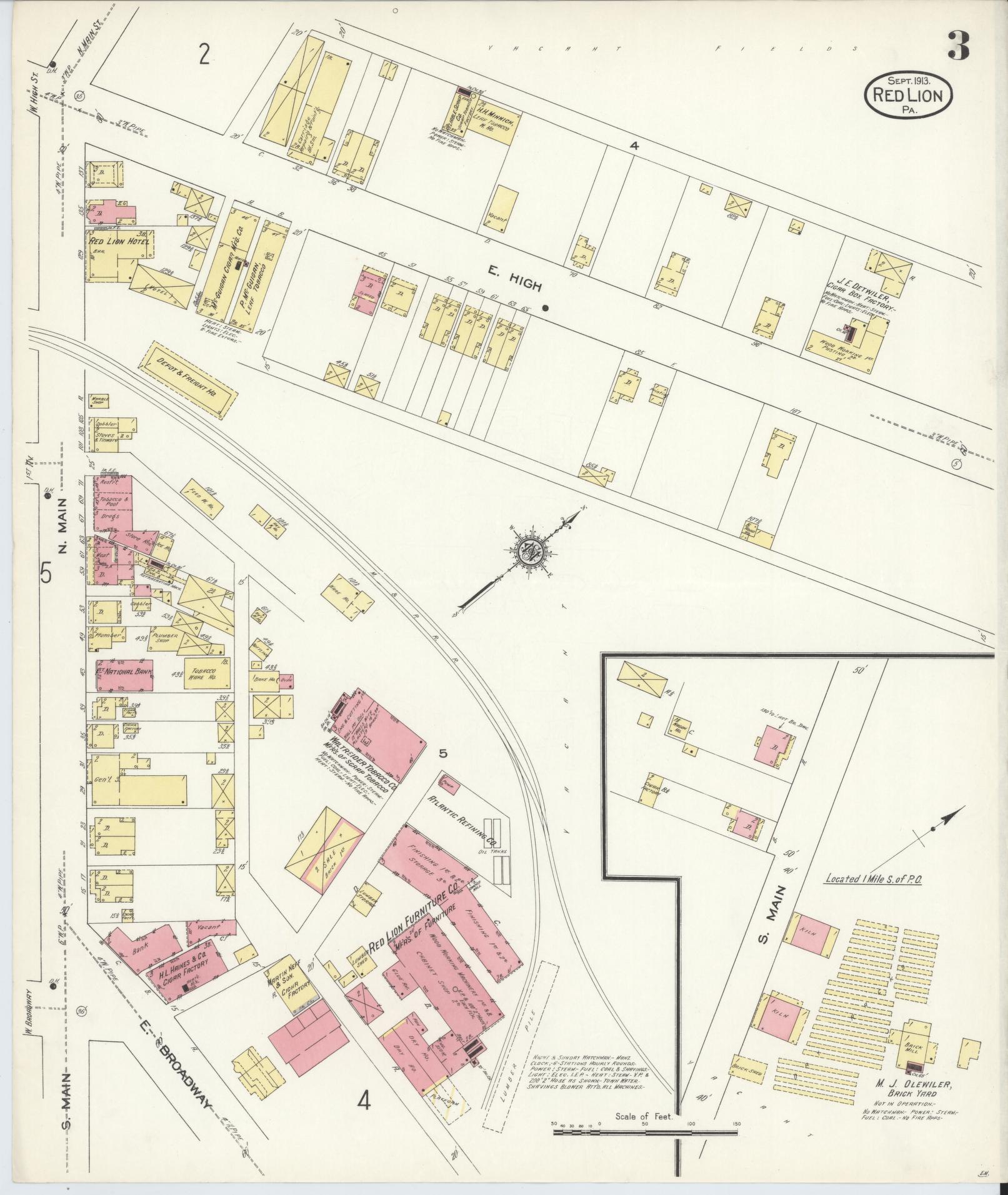 Sanborn Fire Insurance Map from Red Lion, York County, Pennsylvania (1913), Sheet #0003 - Complete Map Set gallery image, historic Sanborn map, vintage wall art, Pennsylvania Pennsylvania