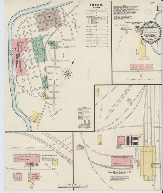 Sanborn Fire Insurance Map from Covington, Independent Cities, Virginia (1895), Sheet #0001 - Complete Map Set gallery image, historic Sanborn map, vintage wall art, Virginia Virginia