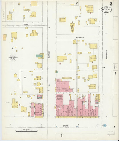 Sanborn Fire Insurance Map from Eufaula, Barbour County, Alabama (1903), Sheet #0003 - Complete Map Set gallery image, historic Sanborn map, vintage wall art, Alabama Alabama