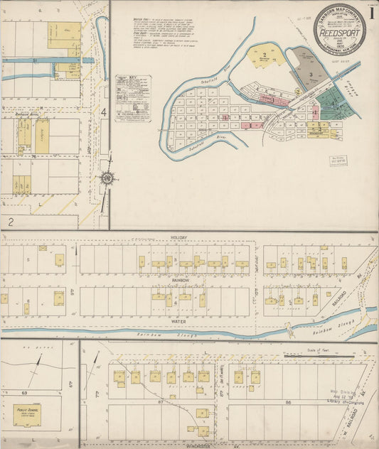 Sanborn Fire Insurance Map from Reedsport, Douglas County, Oregon (1920), Sheet #0001 - Historic Sanborn Fire Insurance Map Print, vintage old map wall art, antique decor, genealogy gift, Oregon Oregon map