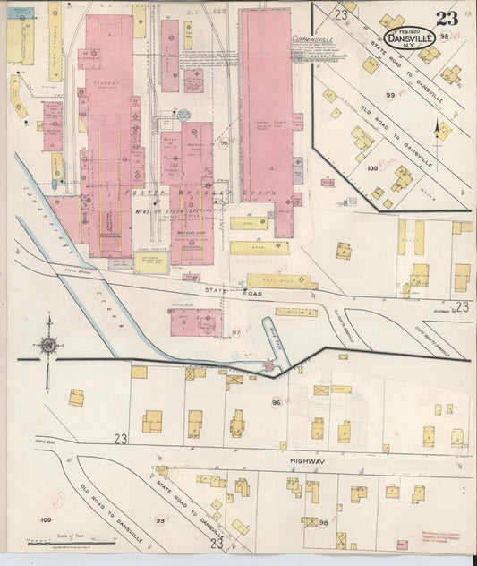 Sanborn Fire Insurance Map from Dansville, Livingston County, New York (1944), Sheet #0023 - Historic Sanborn Fire Insurance Map Print, vintage old map wall art, antique decor, genealogy gift, New York New York map