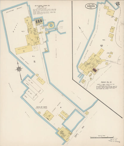 Sanborn Fire Insurance Map from Bandon, Coos County, Oregon (1915), Sheet #0008 - Complete Map Set gallery image, historic Sanborn map, vintage wall art, Oregon Oregon